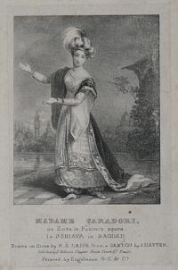 Madame Caradori, as Zora in Pacini's opera. La Schiava in Bagdad.