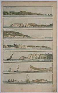 1. The Start Point N.E. b N. 2. The Bolt Head W.N.W. 3. Dunnose, W. b N. 4. Dover Castle, N.E. ½ N. 5. The South Foreland, and Shakespears Cliff. 6. Entrance to Dover Harbour. 7. Calais Town and Cliff.