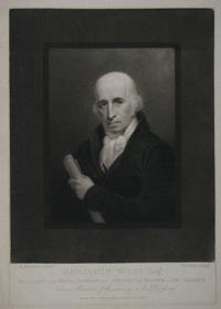 Benjamin West Esq.r President of the Royal Academy and Historical Painter to His Majesty. From a Miniature of the same size in his Possession.