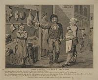 Monmouth Street Mutton. Pat_Hurra Measter, and what do ye Ax for this here Shoulder of Mutton. Butcher_Why that there Leg of Mutton, will be four and sixpence, I cut it from as nice as Ship as any in Smithfield. Pat_Oh botheration, who do ye take me for,