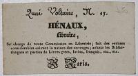 [BOOKSELLER]  Henaux, Libraire.
