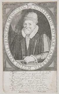 Guilielmus Butler Cantabrig Huius Aetatis Princeps Medicorum. Anno 1620. Dec. 1647. Aet. 89.