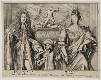 Jacobus II Koning. en Maria. Koningin. Van Groot Brittanye Vrankrijk, en Yerland, Beschermer des Geloofs.