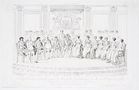 Esquisse représentant la réunion des Souverains accompagnans Sa Majesté l'Empereur et Roi au Bal donné par la Ville de Paris le 4 Décembre 1809.