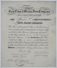 [Share certificate] Cwm Celyn & Blaina Iron Company, Monmouthshire. Share No. 159.