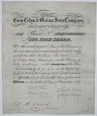 [Share certificate] Cwm Celyn & Blaina Iron Company, Monmouthshire. Share No. 549.