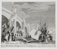 View of Blackfriar's Bridge, with the Lord Mayor &c taking Water on the 9th of Nov.