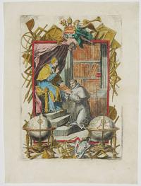 [Vicenzo Coronelli presenting a book to Pope Clement XI.]