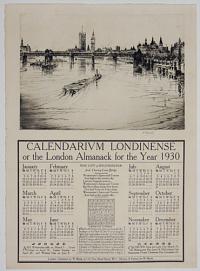 Calendarium Londinense or the London Almanack for the Year 1930. The City of Westminster and Charing Cross Bridge.