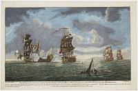 [Battle of Cartagena] The Monmouth of 64 Guns taking the Foudroyant a French Man of War of 84 Guns, on the 28th of Feb.y 1758 in the Mediterranean.