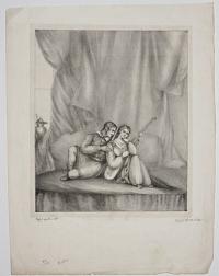 [Amateur lithograph of lovers.]