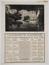 Calendarium Londinense or the London Almanack for the Year 1936. Buckingham Palace From St James's Park (floodlit).