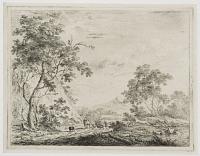 [Untitled landscape with cows and hills.]