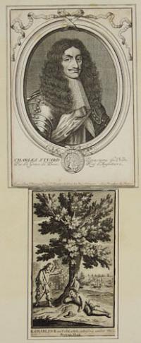 [Portrait of Charles II, with three prints relating to his escape following the battle of Worcester]