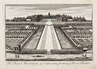 The Royal Hospital of Chelsey, fronting ye River Thames.