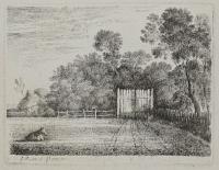 [Field with horse and cottage]