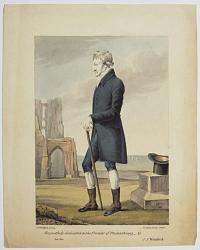 [Portrait of an Old Man with a Cane near Ruins.]