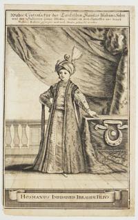 Mahee Contrafactur des Tuchishen Kansers Ibrahims Sohn und der Sultanin seiner Mutter welches in dem Seetzeffen von denen Maltese Ritterm gesangen und nach Malta gebracht worden.