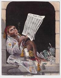 [A monkey smoking and reading The Times] How Tedious.