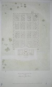 Principal Story of Roseneath House, And Bird eye View of Flower Garden [in ink].