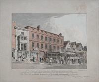 To the Mayor and Approved Men of the Borough of Guildford, and the rest of the Subscribers to the Erection of the New Public Buildings in that Town.  This View of the Old Corn Market and Tuns Inn, Guildford. is Inscribed by their most obedient and obliged