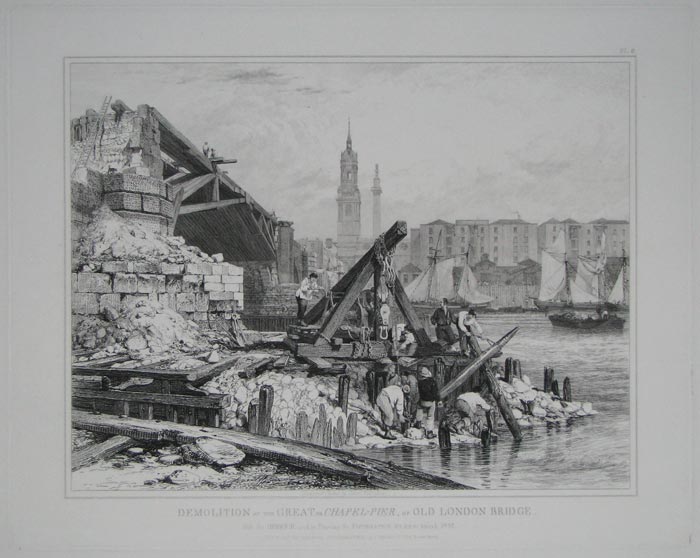 Views Of The Old And New London Bridges.