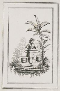 [Chinoiserie; a man carrying water in two buckets in a landscape.]