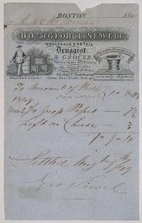 [Pharmacist.]  Bot. of George Sewell,  Wholesale & Retail Druggist & Grocer.