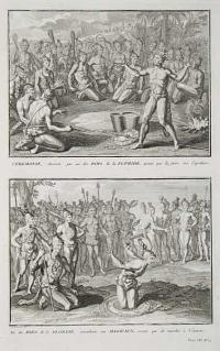 Ceremonie, observ&eacute;e par un des Rois de la Floride, avant que de faire une Expedition. Un des Rois de la Floride, consultant son Magicien, avant que de marcher a l'Ennemi.