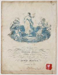 Ball at the Mansion House, April 23. 1821. The Right Honourable J. T. Thorp, Lord Mayor. No admittance til /2 past 9. Wm. Borradach. [Ink signature.] [Red Seal of the Lord Mayor.]