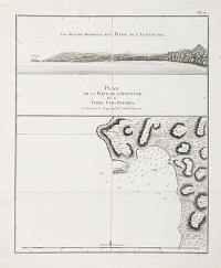 Vue du C&ocirc;t&eacute; M&eacute;ridional de la Baye de L'Adventure/ Plan de la Baye de l'Adventure sur la Terre Van-Diemen.
