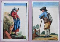[Dutch lady holding staff.] [&] [Dutch shepherd with staff.]
