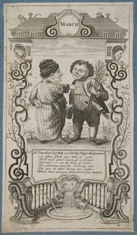 [The Twelve Months Represented by Lilliputian Figures.] March.
