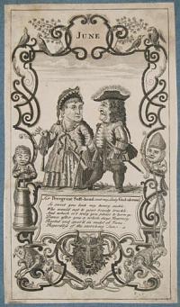 [The Twelve Months Represented by Lilliputian Figures.] June.