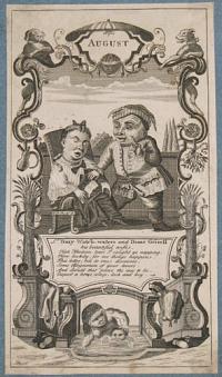 [The Twelve Months Represented by Lilliputian Figures.] August.