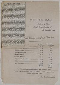Result of the Analyses of two samples of Water from "Haile Weston", near St. Neots.