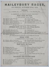 Haileybury Races,  On Friday, October 17th, 1856.