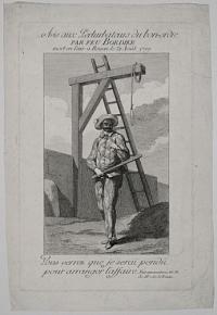 Avis aux Pertubateurs du bon-ordre Par Fue Bordier mort en l'air &agrave; Rouen le 21 Aout 1789.