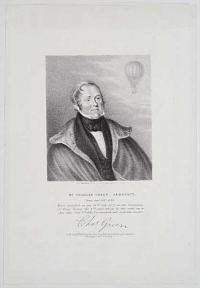 Mr. Charles Green, Aeronaut. Born Jany. 31st 1785. First ascended on the 10th July 1821, at the Coronation of King George the 4th since which he has made up to this date Jul 9th 1839, Two Hundred and Sixty-nine ascents.