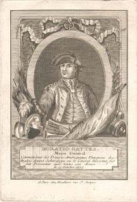 Horatio Gattes. Major Général, Commandant les Troupes Amériquaines Vainqueur des Anglois devant Saharatoga; ou le Général Burgoine fut fait Prisonnier avec toutes son Armée, le 17 Octobre 1777.