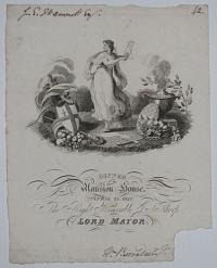 [Ticket/Invitation]  Dinner at the Mansion House, April 23. 1821.  The Right Honble. J.T. Thorpe, Lord Mayor.