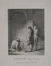 [A man (priest?) visiting a prisoner (John Howard?)]