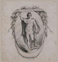 [Apollo holding his lyre, concert ticket.]