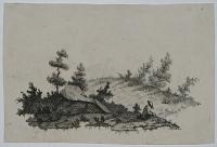 [Landscape with figure seated lower right.]