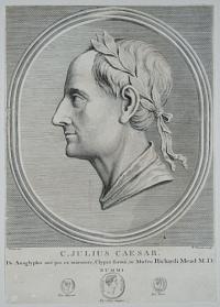 C. Julius Caesar. De Anaglypho antiquo ex marmore, Clypei forma, in Museo Richardi Mead M.D. Nummi.