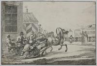 [Three Russian sledges racing in a city street.] Sourd-muet P... von-Riser. 1821.