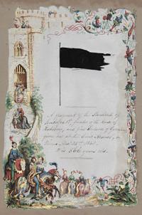A fragment of the standard of Rudolph 1st, founder of the House of Habsburg, and first Emperor of Germany, given me at the Civic Arsenal, at Vienna, Dec.r 23rd 1841. It is 566 years old.
