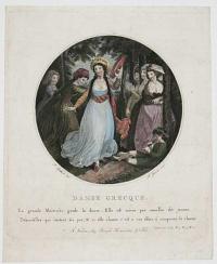Danse Grecque. La Grande Ma&icirc;tresse guide la danse. Elle est suivie par nombre de jeunes D&eacute;moiselles qui imitent ses pas, & si elle chante c�est &agrave; ces filles &agrave; composer le choeur.