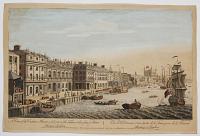 A View of the Custom House with part of the Tower, taken from ye River Thames London. V&uuml;e de la Douane et une partie de la Tour, prise de la Riviere Thamise a Londres.