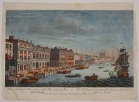 A View of the Custom House with part of the Tower, taken from ye River Thames London. V&uuml;e de la Douane et une partie de la Tour, prise de la Riviere Thamise a Londres.